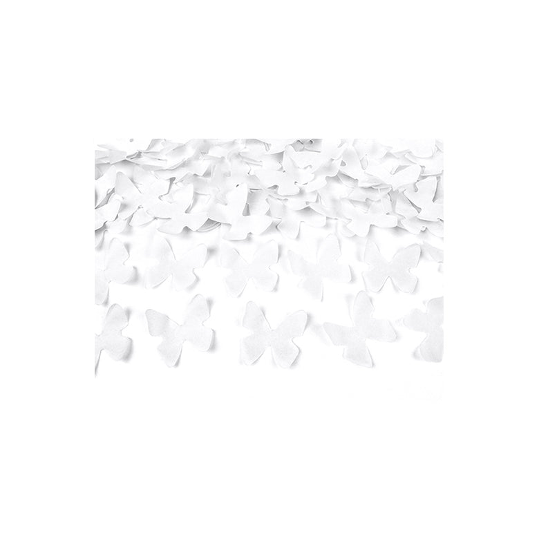 Konfettikanone - 60 cm - Papier - Schmetterling - Weiß